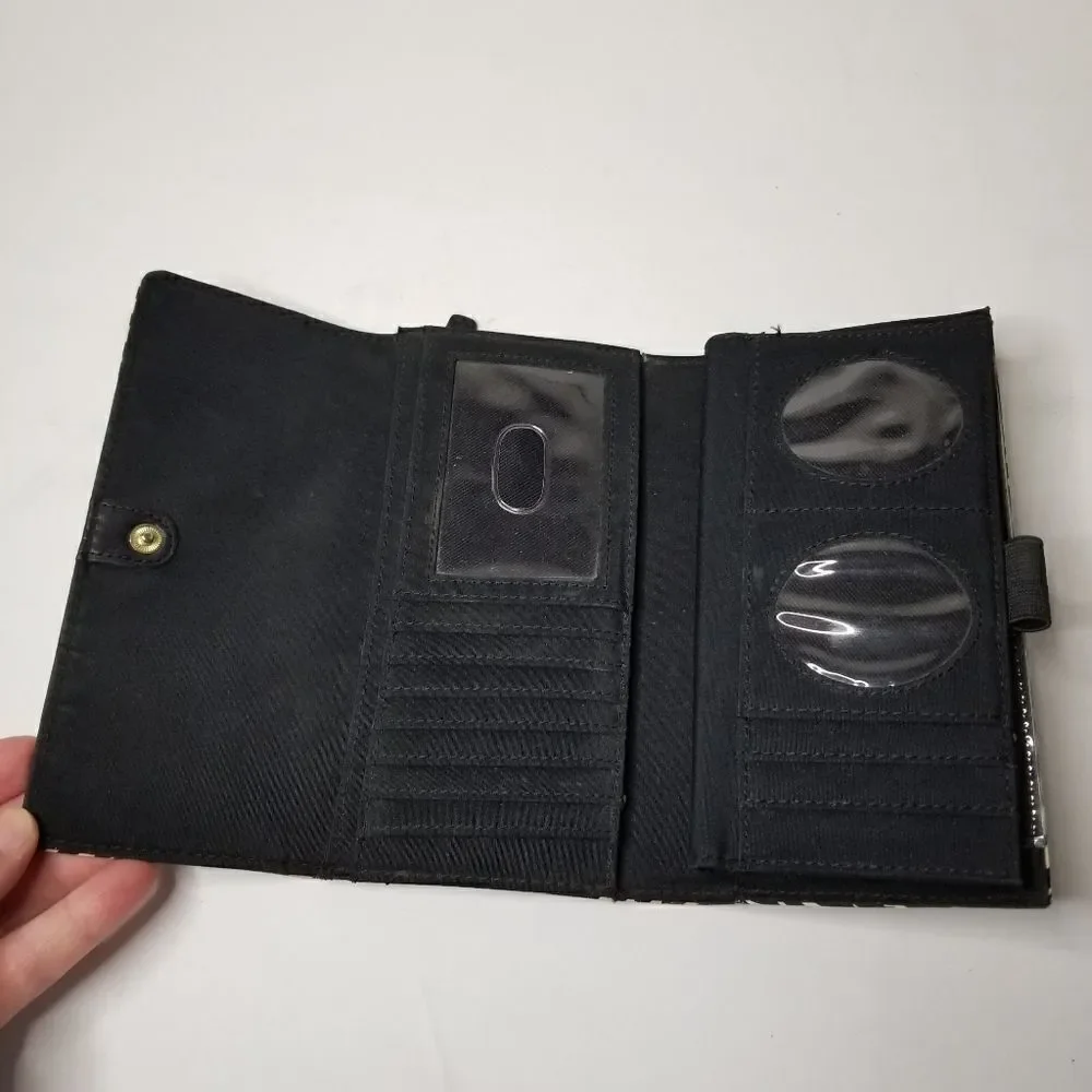 Fossil animal print wallet multiple pockets black interior